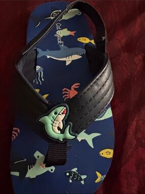 Cat & Jack Navy Blue Shark Print Flip Flops for Kids